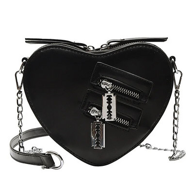 Gothic Heart Blade Užtrauktuku Grandinė Crossbody Krepšiai Moterims Merginoms Kasdieniai Rankinės Rankinės Techwear Vasarinė Piniginė Goth