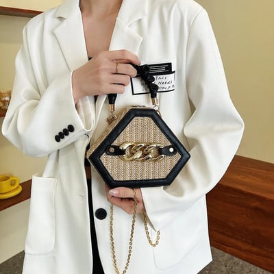 Genți de vară din paie pentru femei, geantă cutie de înaltă calitate, geantă de umăr boemia, genți de modă și genți de mână, clutch de tip crossbody