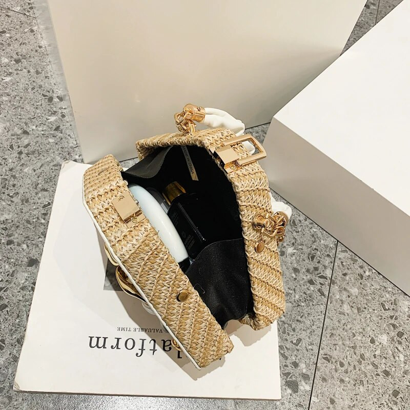 Καλοκαιρινές ψάθινες τσάντες για γυναίκες υψηλής ποιότητας κουτί τσάντα bohemia τσάντα ώμου μοδάτες τσάντες και τσάντες σχεδιαστής Crossbody bag clutch