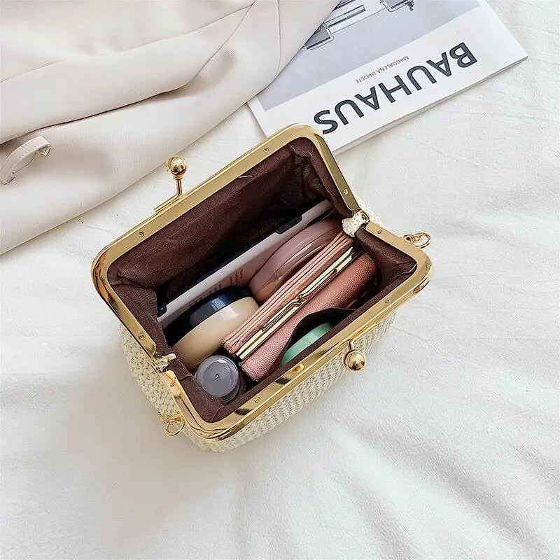 Casual Straw Lock Shell kotikotid naistele Beach Retro Vintage Designer kotikett Naiste õlakott Naiste käekotid