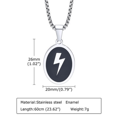 Stilingi žaibo pakabukai vyrams vyriški minimalistiniai juodi ovalūs nerūdijančio plieno vandeniui atsparūs apykaklės dovanos madingi nauji papuošalai