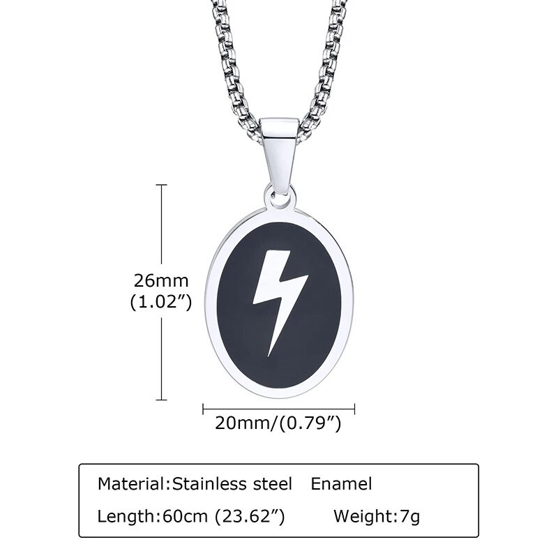 Stilingi žaibo pakabukai vyrams vyriški minimalistiniai juodi ovalūs nerūdijančio plieno vandeniui atsparūs apykaklės dovanos madingi nauji papuošalai