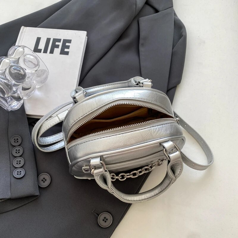 LEFTSIDE hõbedased, lühikese käepidemega mini-crossbody kotid naistele 2023. aasta Korea uusima trendiga disaineri käekotid kaenlaalustest õlakottidest