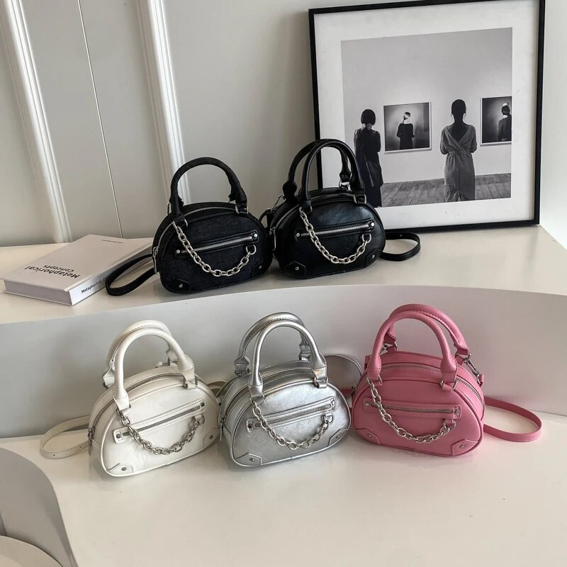 LEFTSIDE hõbedased, lühikese käepidemega mini-crossbody kotid naistele 2023. aasta Korea uusima trendiga disaineri käekotid kaenlaalustest õlakottidest