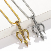 Vyriški punk Neptūno Trident pakabukai karoliai Hip hopo berniukų dovanos aksesuaras vyrams Statement karoliai Jūros mylėtojo dovana