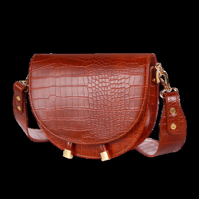 Buylor Γυναικείες τσάντες ώμου πολυτελείας Τσάντα με μοτίβο κροκόδειλου Γυναικεία τσάντα χιαστί μισή στρογγυλή δερμάτινη τσάντα Messenger PU