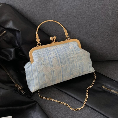 Madingi prašmatnūs pečių krepšiai moterims Shell formos džinsinė rankinė Totes Grandinės Crossbody Bag Piniginė