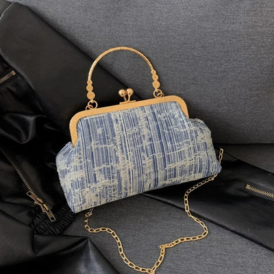 Madingi prašmatnūs pečių krepšiai moterims Shell formos džinsinė rankinė Totes Grandinės Crossbody Bag Piniginė