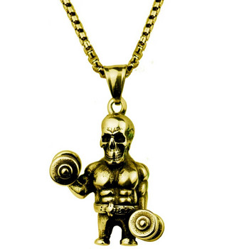 Κρανίο Hercules Dumbbell μενταγιόν Ανδρική γυμναστική Κολιέ Bodybuilding Μόδα ανδρικό γυμναστήριο Αθλητικά κοσμήματα αναψυχής Δώρο