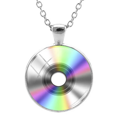 JWEIJIAO Šareni diskovi Ogrlica Disk s pločama Klasična glazba Simbol Privjesci Privjesak Hiphop Lanac noćni klubovi Punk Nakit H484