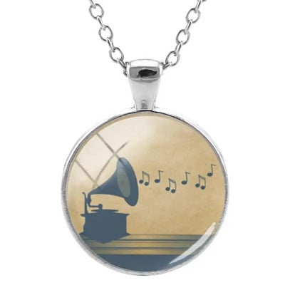 JWEIJIAO Šareni diskovi Ogrlica Disk s pločama Klasična glazba Simbol Privjesci Privjesak Hiphop Lanac noćni klubovi Punk Nakit H484