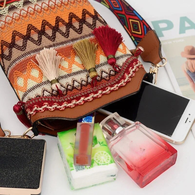 Geantă de damă vintage cu ciucuri etnică țesătură manuală, pentru doamnă, geantă hippie, genți de umăr pentru doamne, geantă de mână сумка женская