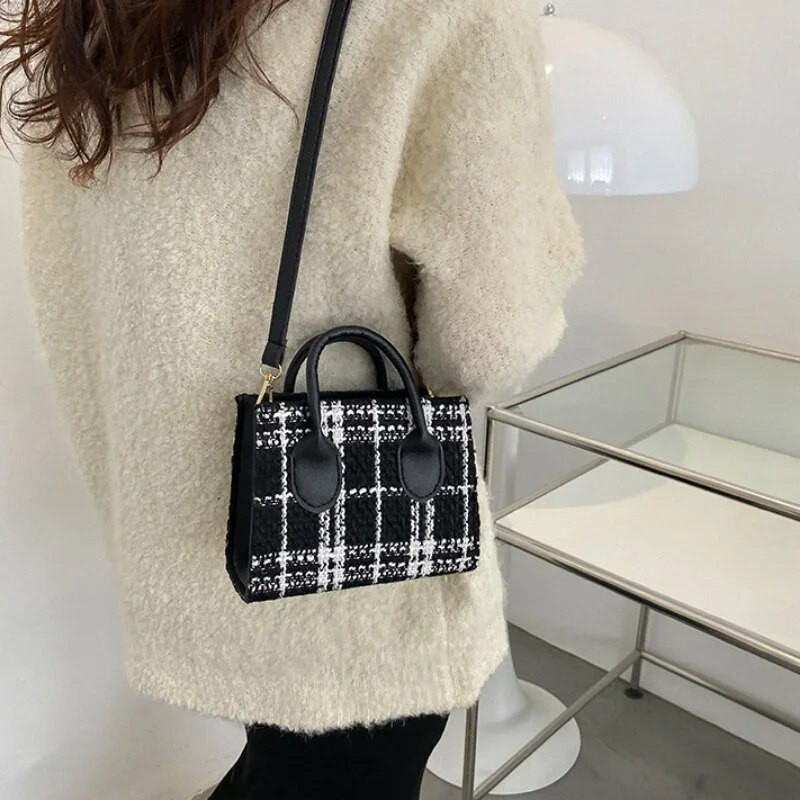 Moodne käekott Elegantne lihtne naiste kotitšekk Messsanger naiste minikoti kott Õlakott Kerge põikkotti mustriga kott