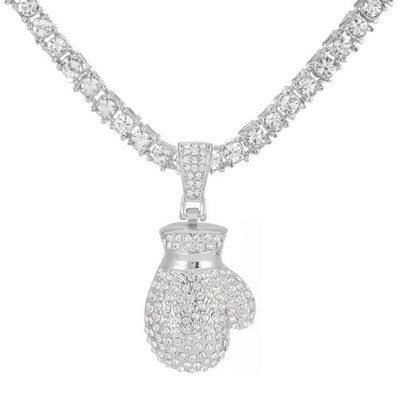 Κρεμαστό με γάντια του μποξ για άνδρες Hip hop Rapper Κοσμήματα Bling Γάντια του μποξ Κρεμαστό κολιέ Hiphop Full Iced Out Unisex Μόδα