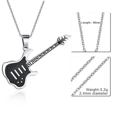 Vnox Trendy gitara ogrlica privjesak glazbeni nakit od nehrđajućeg čelika za muškarce dropshippng