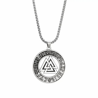 Teamer Vintage Men Ethnic Viking Κολιέ Warrior Scandinavian Amulet Valknut Odin's Symbol of Norse Runes Pendant κολιέ