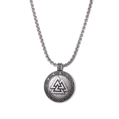 Teamer Vintage Men Ethnic Viking Κολιέ Warrior Scandinavian Amulet Valknut Odin's Symbol of Norse Runes Pendant κολιέ