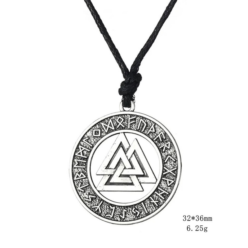 Teamer Vintage Men Ethnic Viking Κολιέ Warrior Scandinavian Amulet Valknut Odin's Symbol of Norse Runes Pendant κολιέ