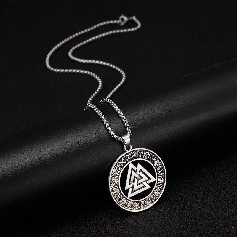 Teamer Vintage Men Ethnic Viking Κολιέ Warrior Scandinavian Amulet Valknut Odin's Symbol of Norse Runes Pendant κολιέ