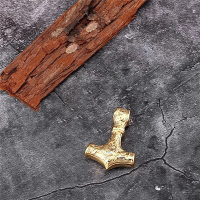MKENDN nerūdijančio plieno skandinavų vikingų Thor's Hammer Mjolnir skandinaviškos runos amuleto pakabukas su grandinėle kaip vyrų pankų dovana
