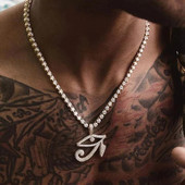 Horuse silmaripats inkrusteeritud tsirkoonkaelakeega Türgi kurja silma ehted meestele ja naistele hiphopi amuleti aksessuaarid kingitus