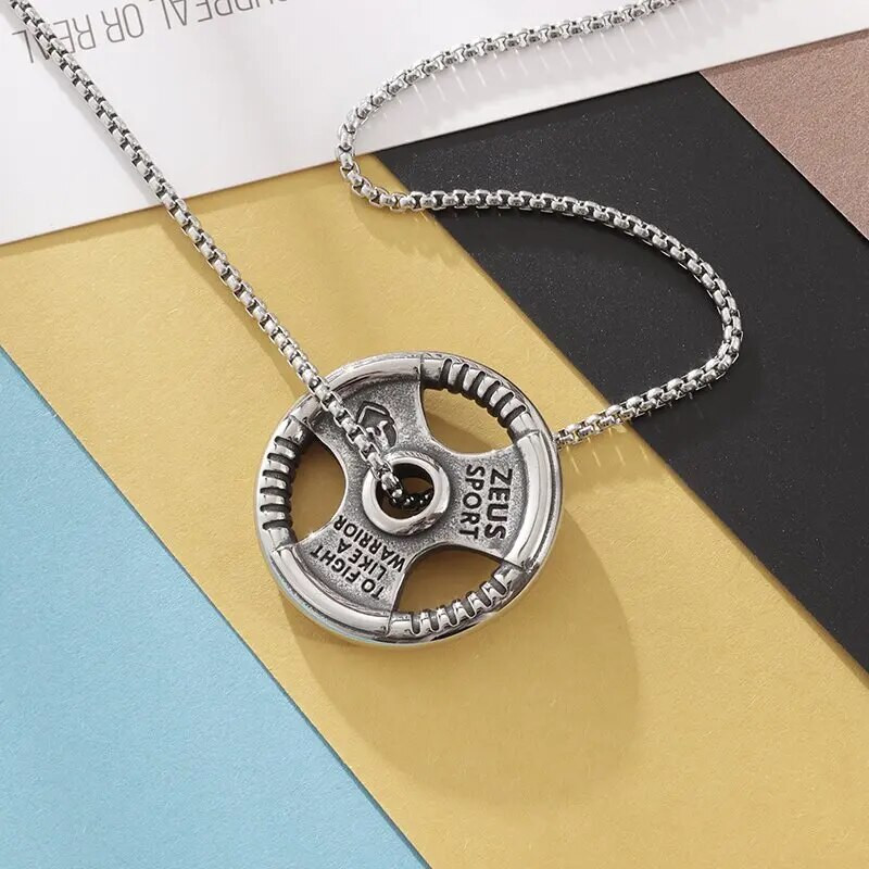 Tõstmise taldrikud kangi hantliplaadi ripats Meeste kulturismi jõusaali treening Harjutus kaelakee naiste jõusaali ehted;