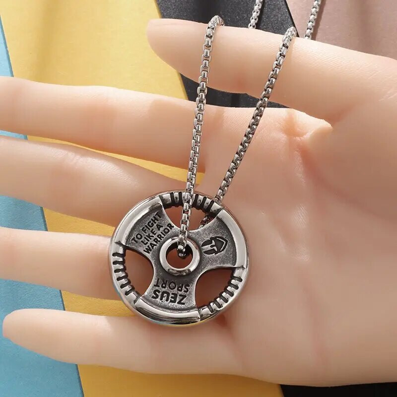 Tõstmise taldrikud kangi hantliplaadi ripats Meeste kulturismi jõusaali treening Harjutus kaelakee naiste jõusaali ehted;