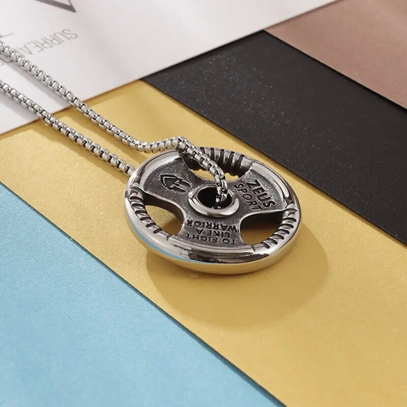 Tõstmise taldrikud kangi hantliplaadi ripats Meeste kulturismi jõusaali treening Harjutus kaelakee naiste jõusaali ehted;