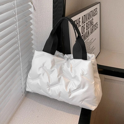 Sügistalvine puuvillane käekott vabaaja naiste puuvillase polsterdatud kott Pehme moodne soe suur mahutav ühevärviline tüdrukutele ostlemine