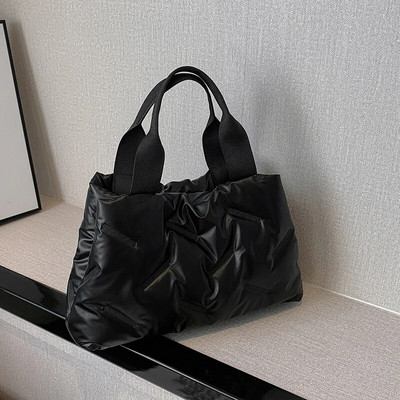 Sügistalvine puuvillane käekott vabaaja naiste puuvillase polsterdatud kott Pehme moodne soe suur mahutav ühevärviline tüdrukutele ostlemine