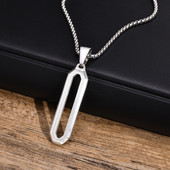 Ανδρικά γεωμετρικά κολιέ Vnox, μαύρο μενταγιόν από ανοξείδωτο ατσάλι 3D με αλυσίδα κουτιού, δώρο κοσμήματα με κολάρο λαιμού Casual Simple Gents