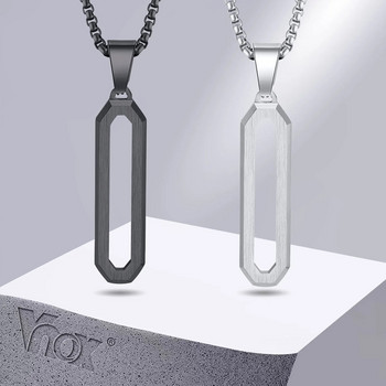 Ανδρικά γεωμετρικά κολιέ Vnox, μαύρο μενταγιόν από ανοξείδωτο ατσάλι 3D με αλυσίδα κουτιού, δώρο κοσμήματα με κολάρο λαιμού Casual Simple Gents