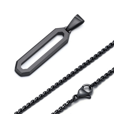 Ανδρικά γεωμετρικά κολιέ Vnox, μαύρο μενταγιόν από ανοξείδωτο ατσάλι 3D με αλυσίδα κουτιού, δώρο κοσμήματα με κολάρο λαιμού Casual Simple Gents