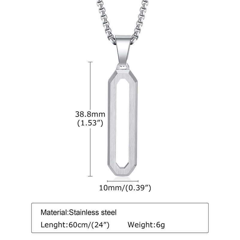 Ανδρικά γεωμετρικά κολιέ Vnox, μαύρο μενταγιόν από ανοξείδωτο ατσάλι 3D με αλυσίδα κουτιού, δώρο κοσμήματα με κολάρο λαιμού Casual Simple Gents