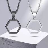Κολιέ Vnox Minimalist Hollow Hexagon για άντρες Γυναικεία, κοσμήματα από γεωμετρικό κρεμαστό λαιμό από ανοξείδωτο ατσάλι