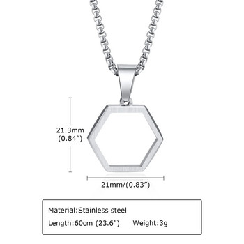 Κολιέ Vnox Minimalist Hollow Hexagon για άντρες Γυναικεία, κοσμήματα από γεωμετρικό κρεμαστό λαιμό από ανοξείδωτο ατσάλι