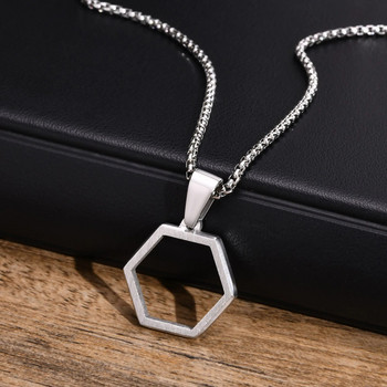 Κολιέ Vnox Minimalist Hollow Hexagon για άντρες Γυναικεία, κοσμήματα από γεωμετρικό κρεμαστό λαιμό από ανοξείδωτο ατσάλι