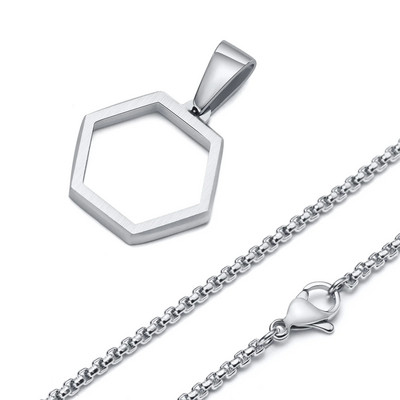 Κολιέ Vnox Minimalist Hollow Hexagon για άντρες Γυναικεία, κοσμήματα από γεωμετρικό κρεμαστό λαιμό από ανοξείδωτο ατσάλι