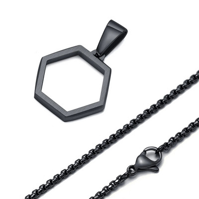 Κολιέ Vnox Minimalist Hollow Hexagon για άντρες Γυναικεία, κοσμήματα από γεωμετρικό κρεμαστό λαιμό από ανοξείδωτο ατσάλι