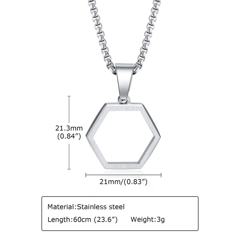 Κολιέ Vnox Minimalist Hollow Hexagon για άντρες Γυναικεία, κοσμήματα από γεωμετρικό κρεμαστό λαιμό από ανοξείδωτο ατσάλι