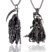 Colier vintage gotic Hell Reaper Scythe pandantiv cu demon mistic pentru bărbați, bijuterii de tendință de Halloween cu personalitate punk