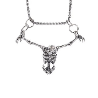 Colier vintage gotic Hell Reaper Scythe pandantiv cu demon mistic pentru bărbați, bijuterii de tendință de Halloween cu personalitate punk