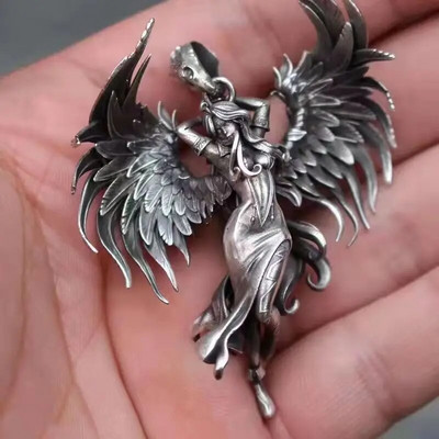Colier vintage gotic Hell Reaper Scythe pandantiv cu demon mistic pentru bărbați, bijuterii de tendință de Halloween cu personalitate punk