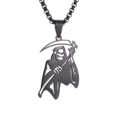 Colier vintage gotic Hell Reaper Scythe pandantiv cu demon mistic pentru bărbați, bijuterii de tendință de Halloween cu personalitate punk
