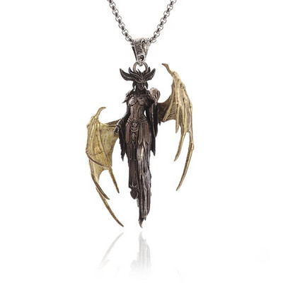 Colier vintage gotic Hell Reaper Scythe pandantiv cu demon mistic pentru bărbați, bijuterii de tendință de Halloween cu personalitate punk