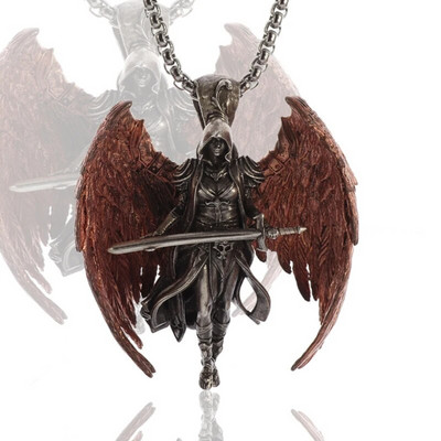 Colier vintage gotic Hell Reaper Scythe pandantiv cu demon mistic pentru bărbați, bijuterii de tendință de Halloween cu personalitate punk