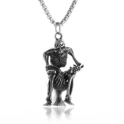 Colier vintage gotic Hell Reaper Scythe pandantiv cu demon mistic pentru bărbați, bijuterii de tendință de Halloween cu personalitate punk