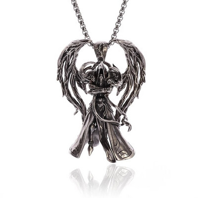Colier vintage gotic Hell Reaper Scythe pandantiv cu demon mistic pentru bărbați, bijuterii de tendință de Halloween cu personalitate punk