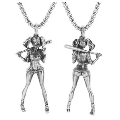Colier vintage gotic Hell Reaper Scythe pandantiv cu demon mistic pentru bărbați, bijuterii de tendință de Halloween cu personalitate punk