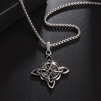 Реколта Witch Knot Колие от неръждаема стомана Magic Knot Pagan Wicca Symbol Медальон за мъже Жени Келтски възел Бижута Подаръци